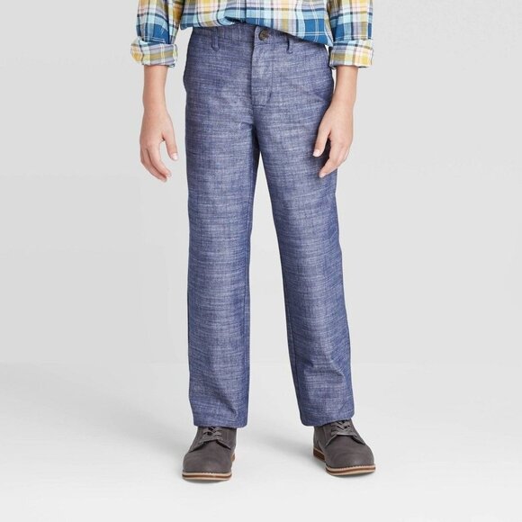 Boys Chambray Suiting Pants Size 10 By Cat & Jack - Blue - Picture 3 of 8